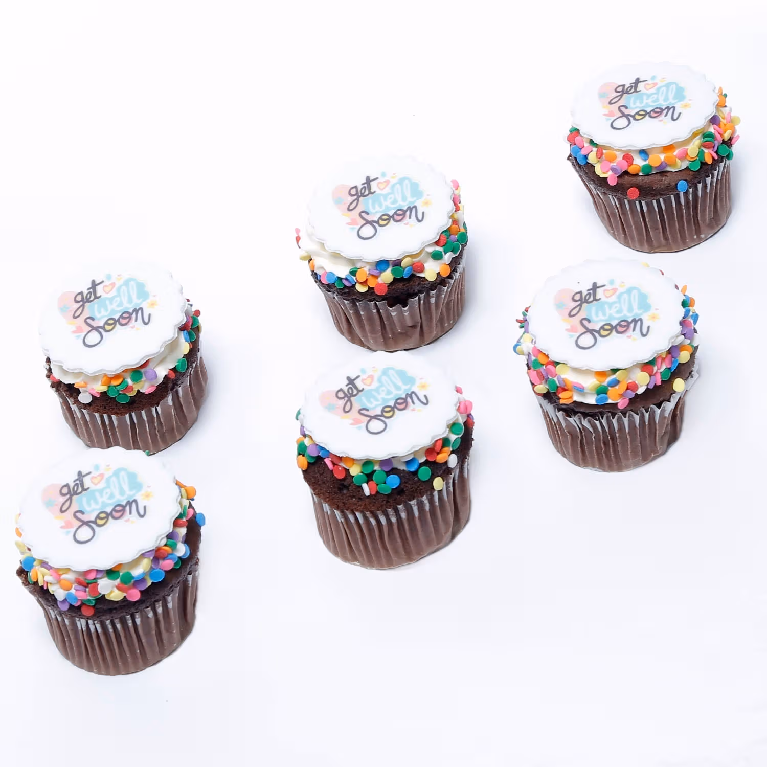 Delicious Vanilla Get Well Soon Cupcakes - Set of 6