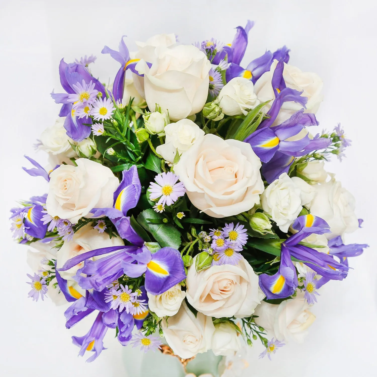 Iris & Roses in Premium Vase