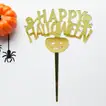 Golden Happy Halloween Cake Topper with Pumpkin Design