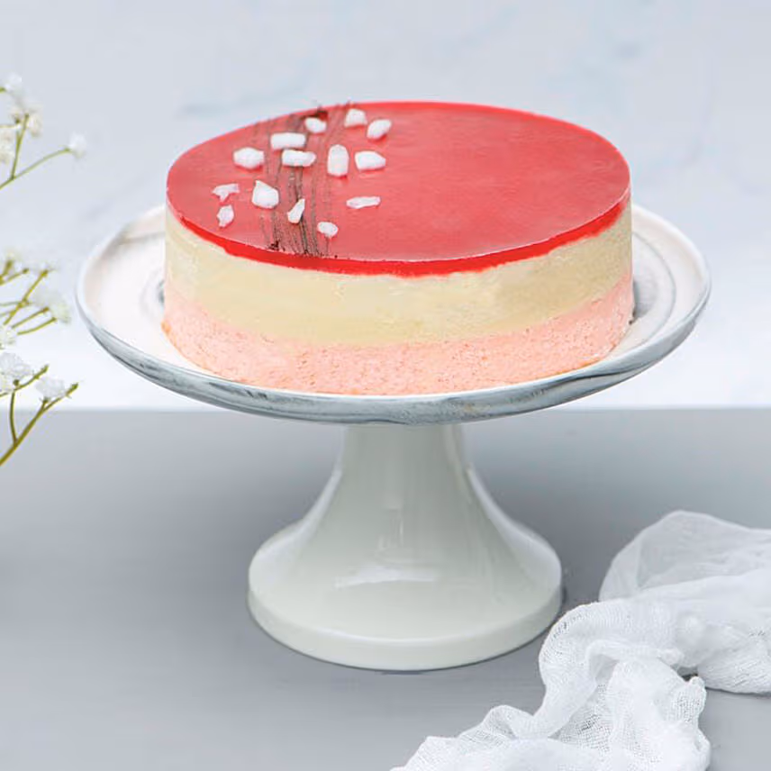 Raspberry Lychee Rose Cake With Beautiful Jade Plant
