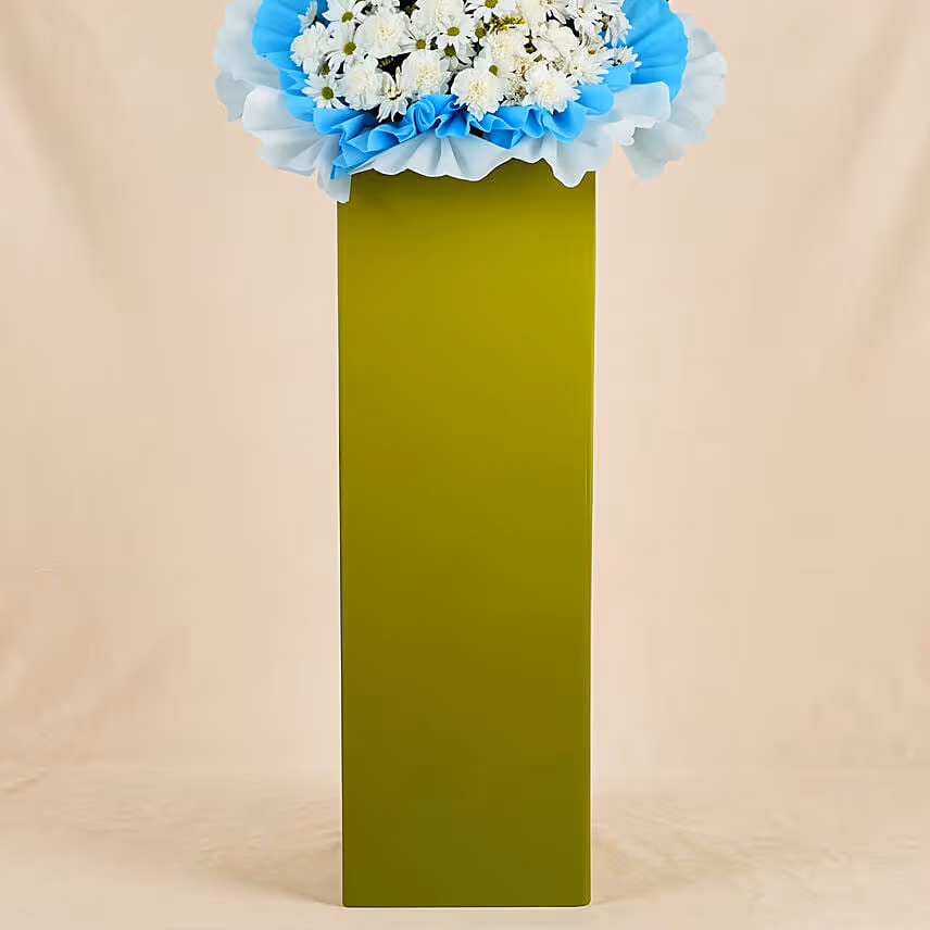 Peaceful Condolence Mixed Flowers Green Stand