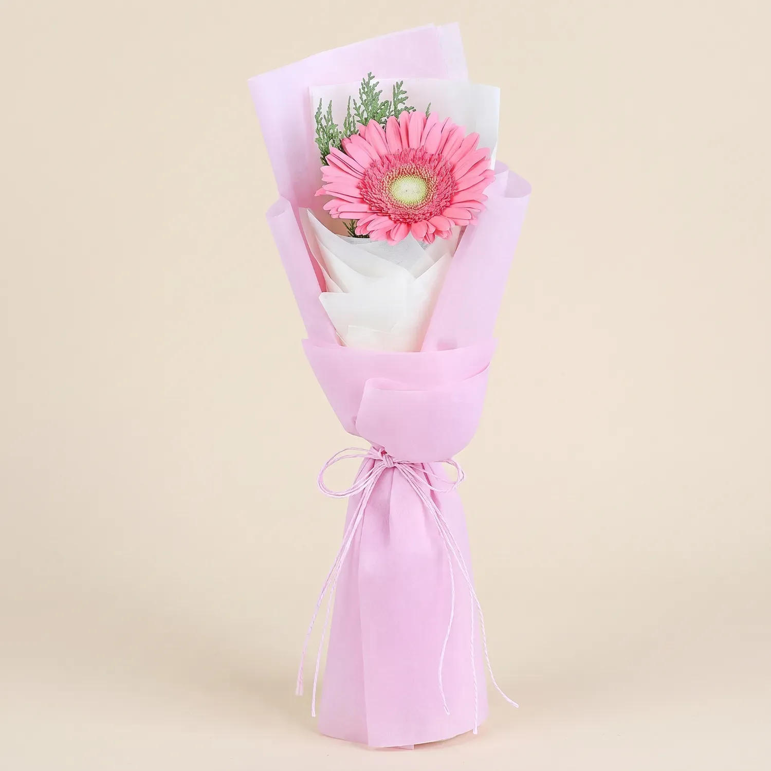 Elegant Pink Gerbera Bouquet with Greenery