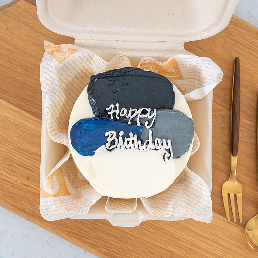 Abstract Navy Blue Bento Black Chocolate Cake