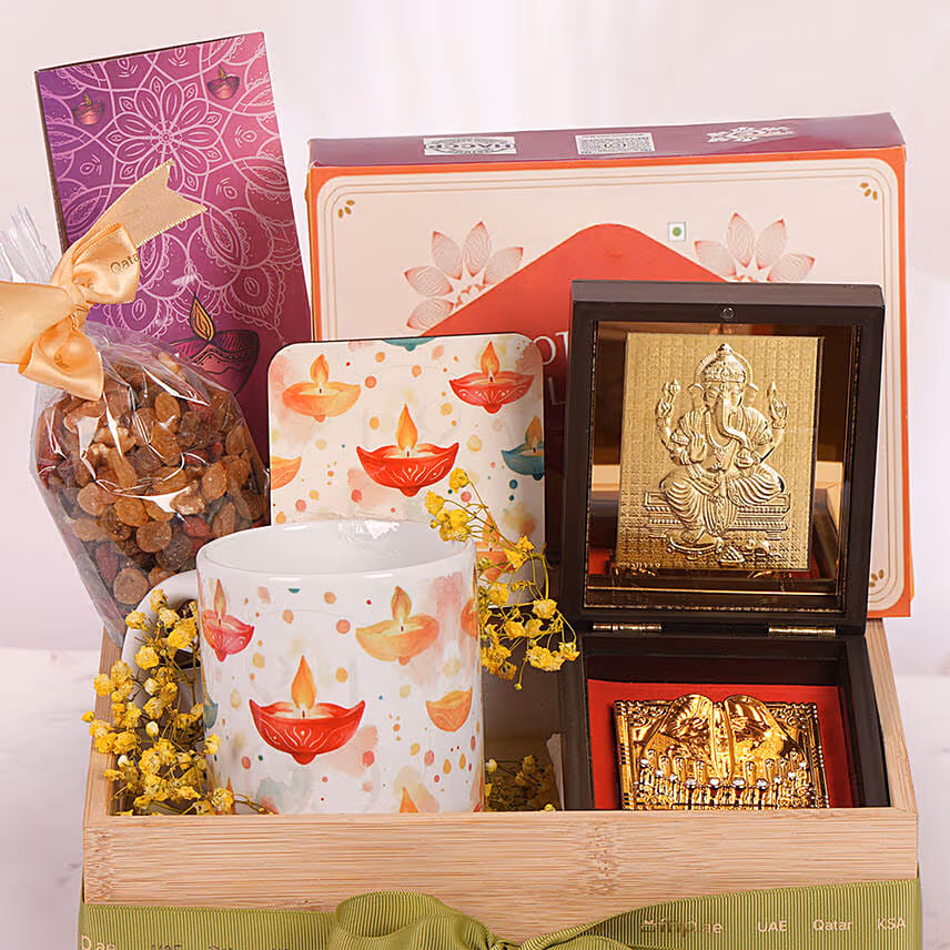 Divine Ganesha Gift Hamper with Sweets, Dry Fruits