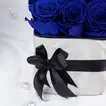 Elegant Blue Forever Roses in Luxurious Silver Vase