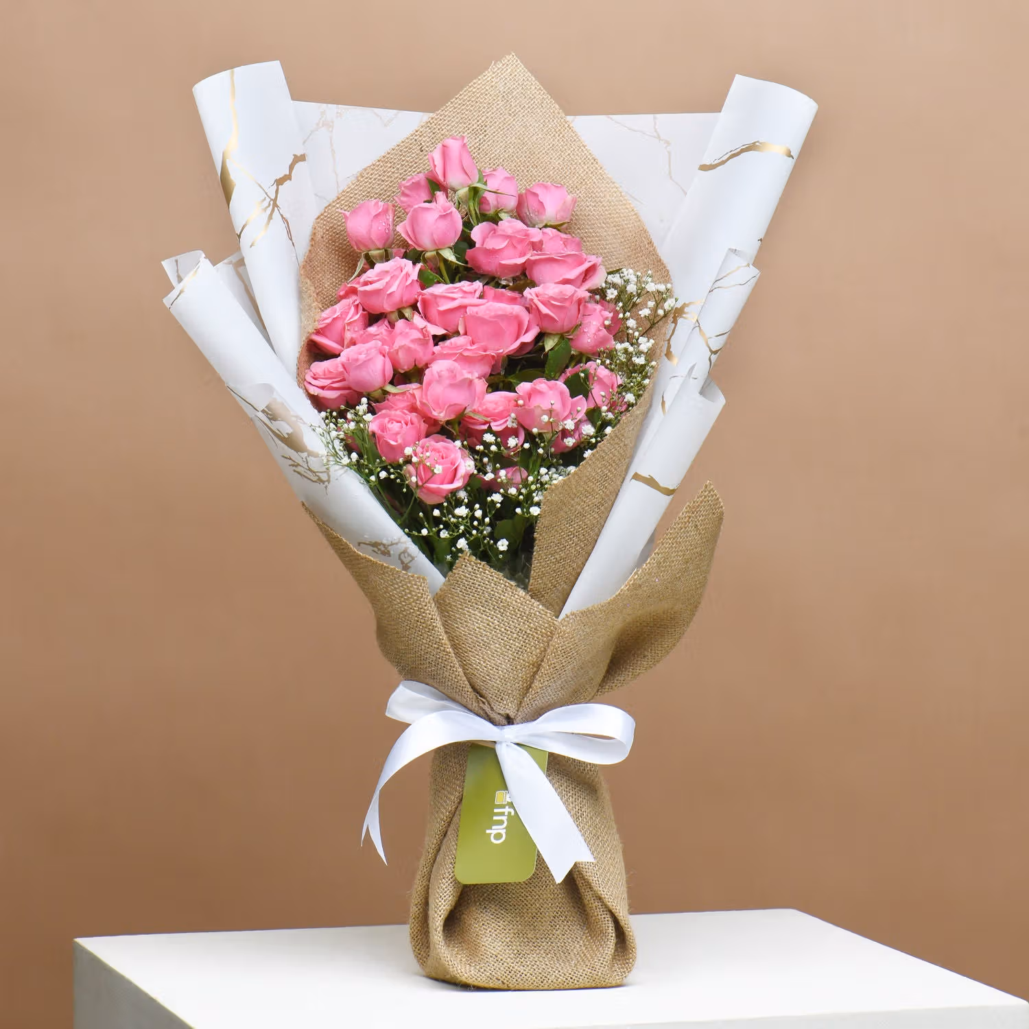 Romantic Pink Roses and Decadent Chocolate Cake Gift Set