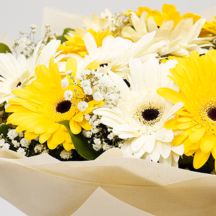 White and Yellow Gerbera Bouquet