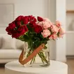 Elegant Two-Tone Spray Rose Vase with Glass Holder