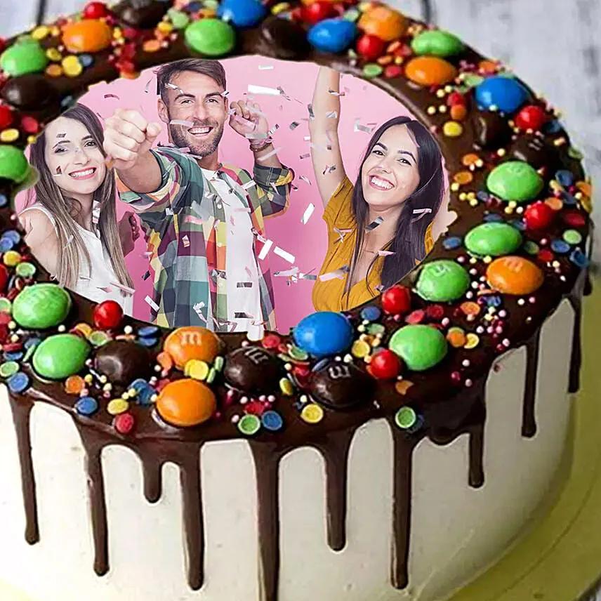 Mnm Chocolate Birthday Photo Cake One Kg