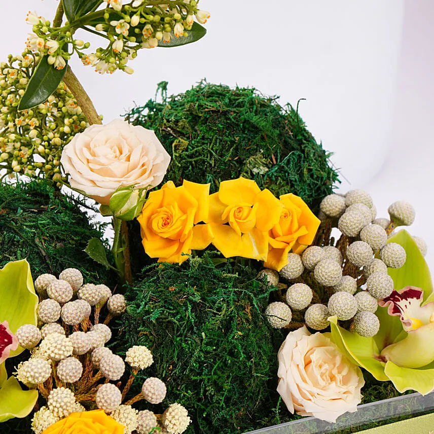 Dubai Chocolate Cake And Flower Arrangement