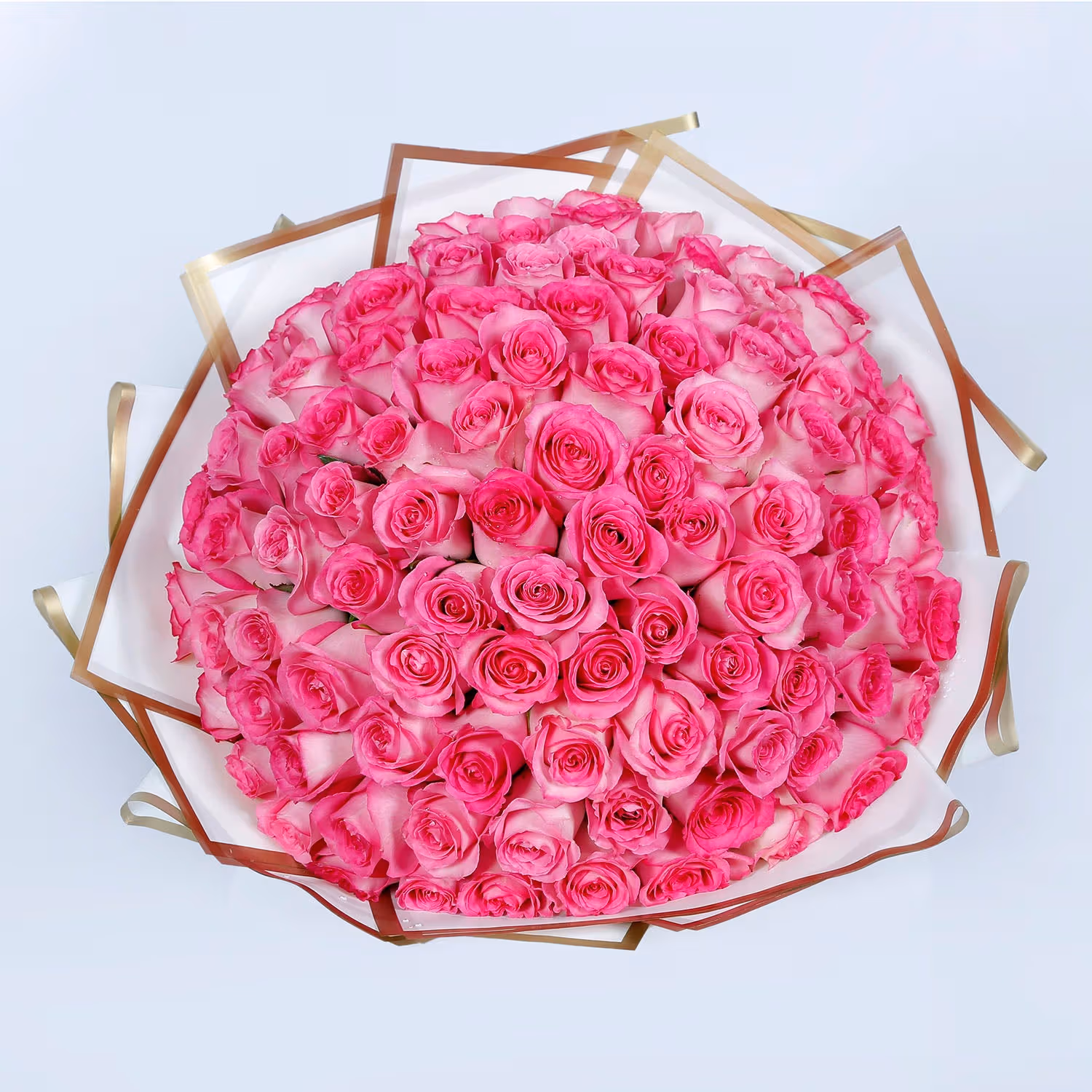 Luxurious Pink Blossom Bouquet - 100 Pink Roses with Elegant Wrapping