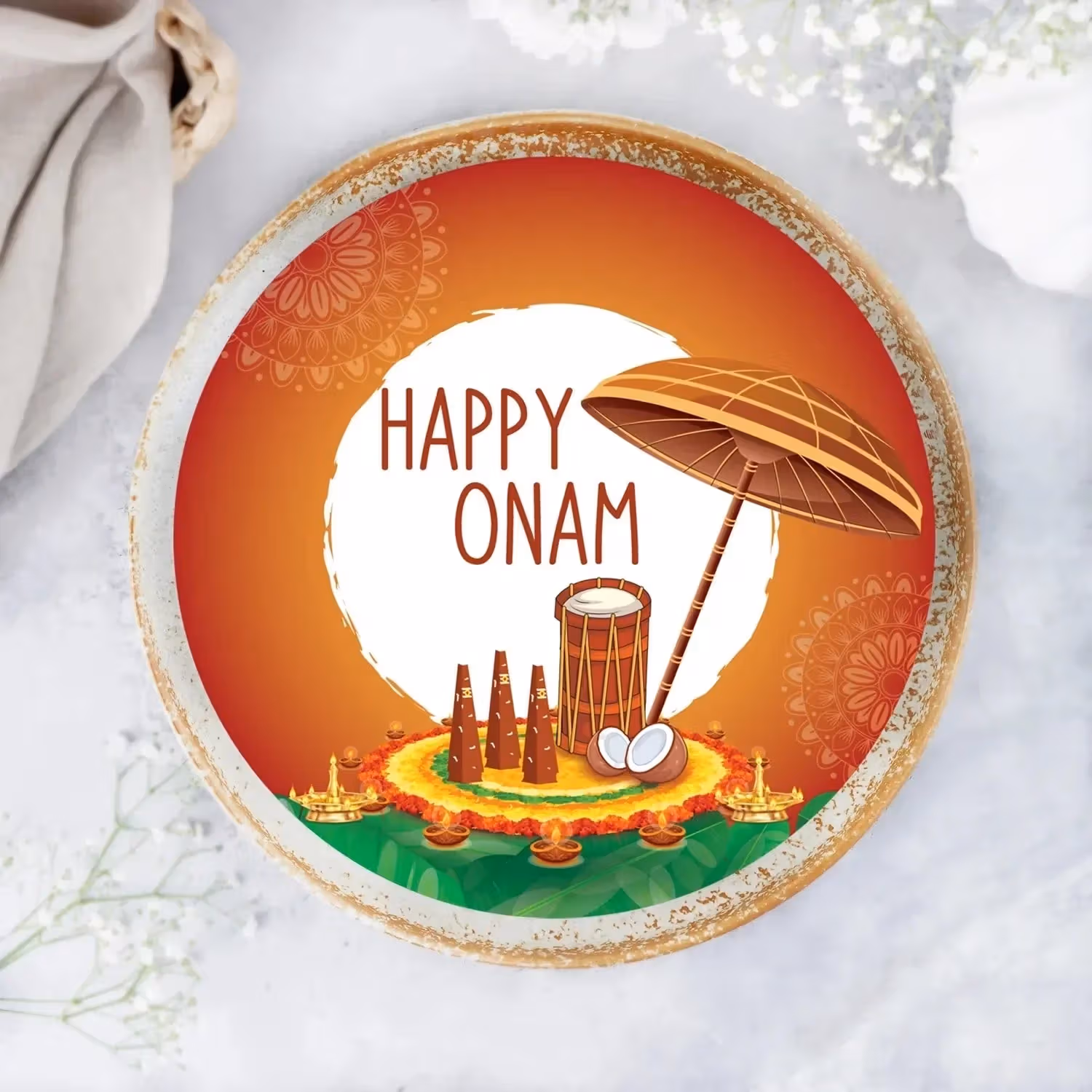 Onam Celebration Chocolate Photo Cake - Half Kg
