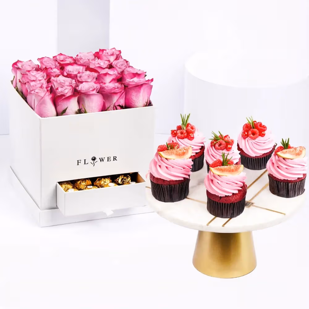 Elegant Purple Roses & Chocolate Indulgence Gift Set - Arrangement