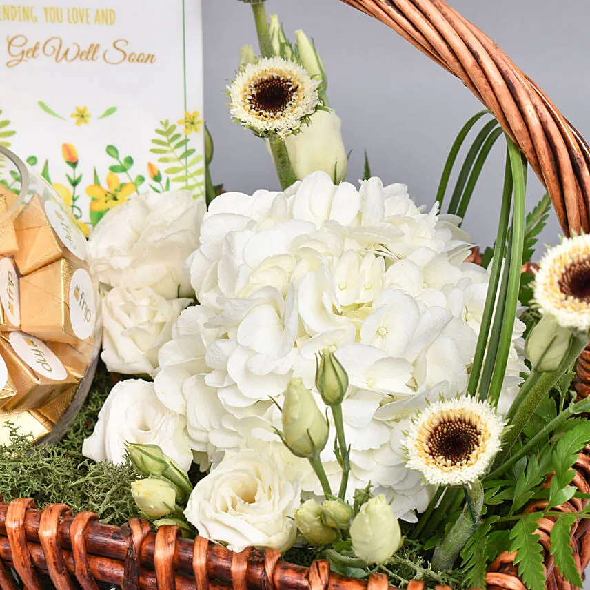 Get Well Soon Basket of Flowers and Chocolates