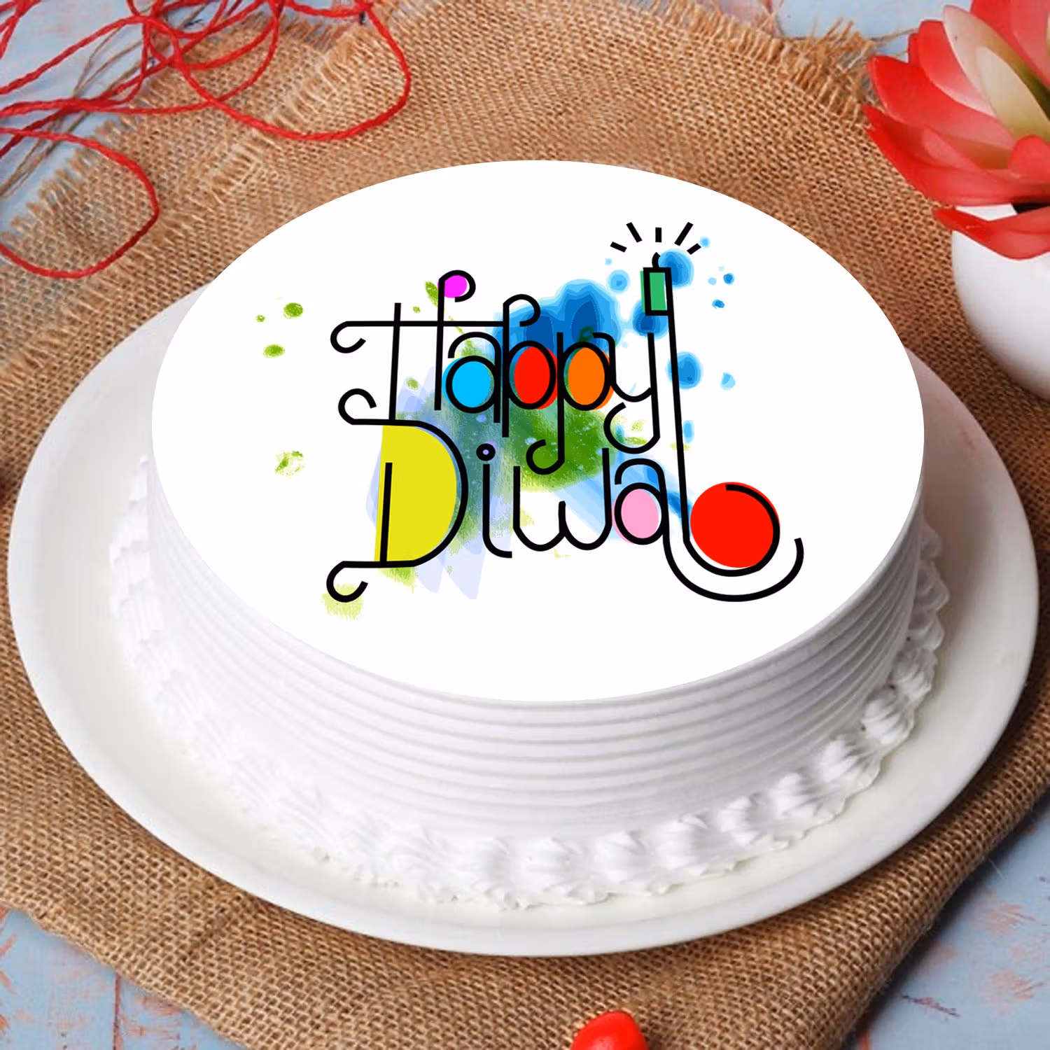Happy Diwali Print Chocolate cake