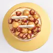 Love's Golden Chocolate Cake with Berries & Gold Accents