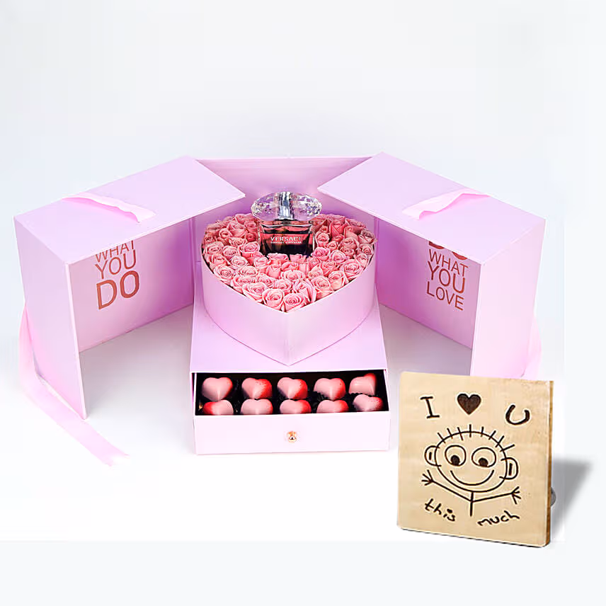 Roses With Perfume In Box Wih I Love You Table Top