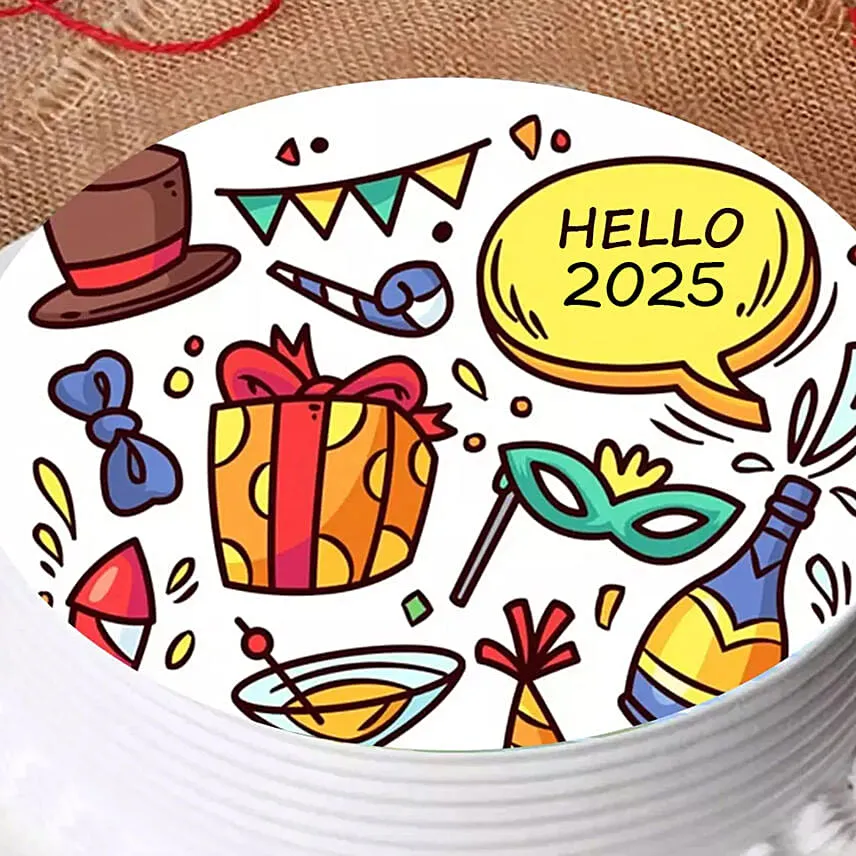 New Year Chocolate Photo Cake