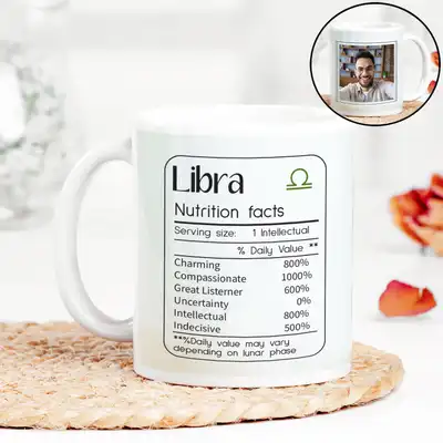Personalized Libra Zodiac Photo Mug – Unique Ceramic Gift