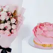 Elegant Pink Floral and Chocolate Cake Delight Combo