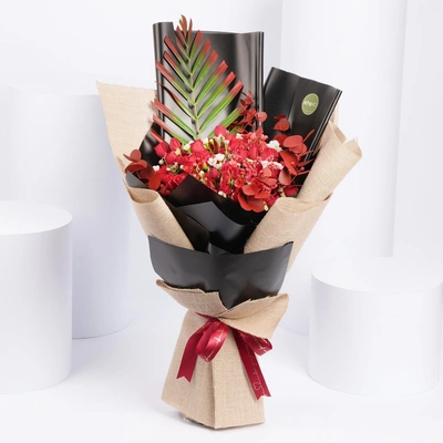 Elegant Red Rose Bouquet with Lush Greenery