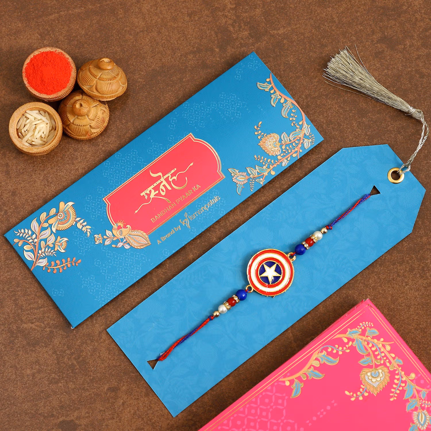 Captain America Superhero Rakhi for Kids with 100g Almonds - Perfect Raksha Bandhan Gift
