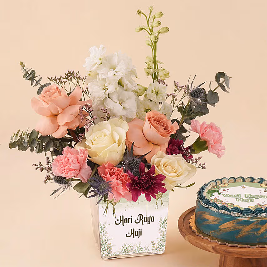 Raya Haji Blessings Flower & Chocolate Cake