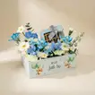 Welcome Little One: Blue & White Floral Delight with Chocolates