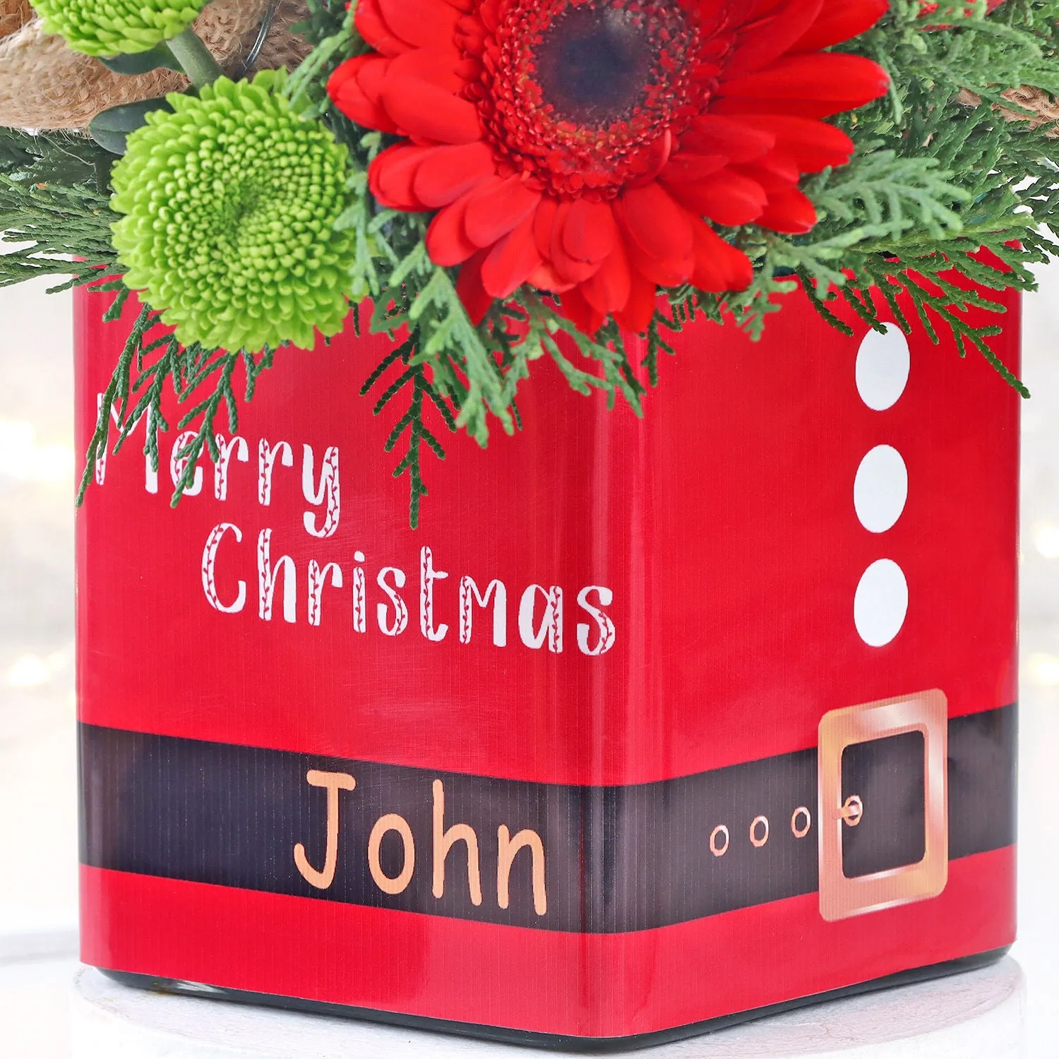 Personalised Santa's Wishes Floral Gift Vase
