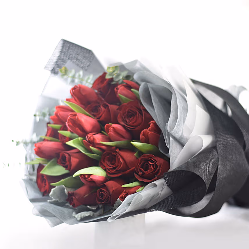 Gracefully Yours Roses & Tulips Bouquet