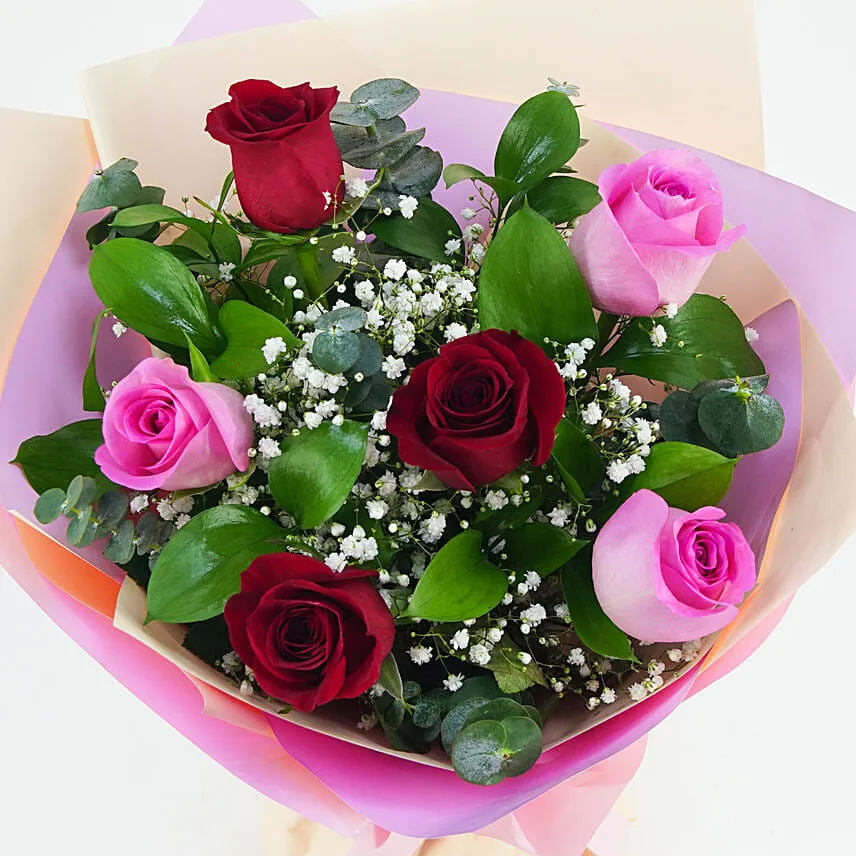 3 Pink N 3 Red Roses