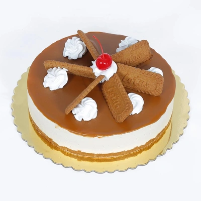 Irresistible 1 Kg Caramel Crunch Cheesecake with Biscuits - Perfect for Celebrations