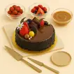 Decadent 1 Kg Fudge Cake with Fresh Berries & Chocolate Decorations