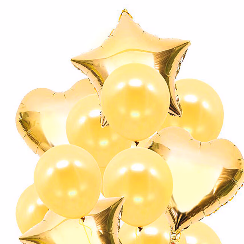 Heart N Star Shaped Golden Balloons