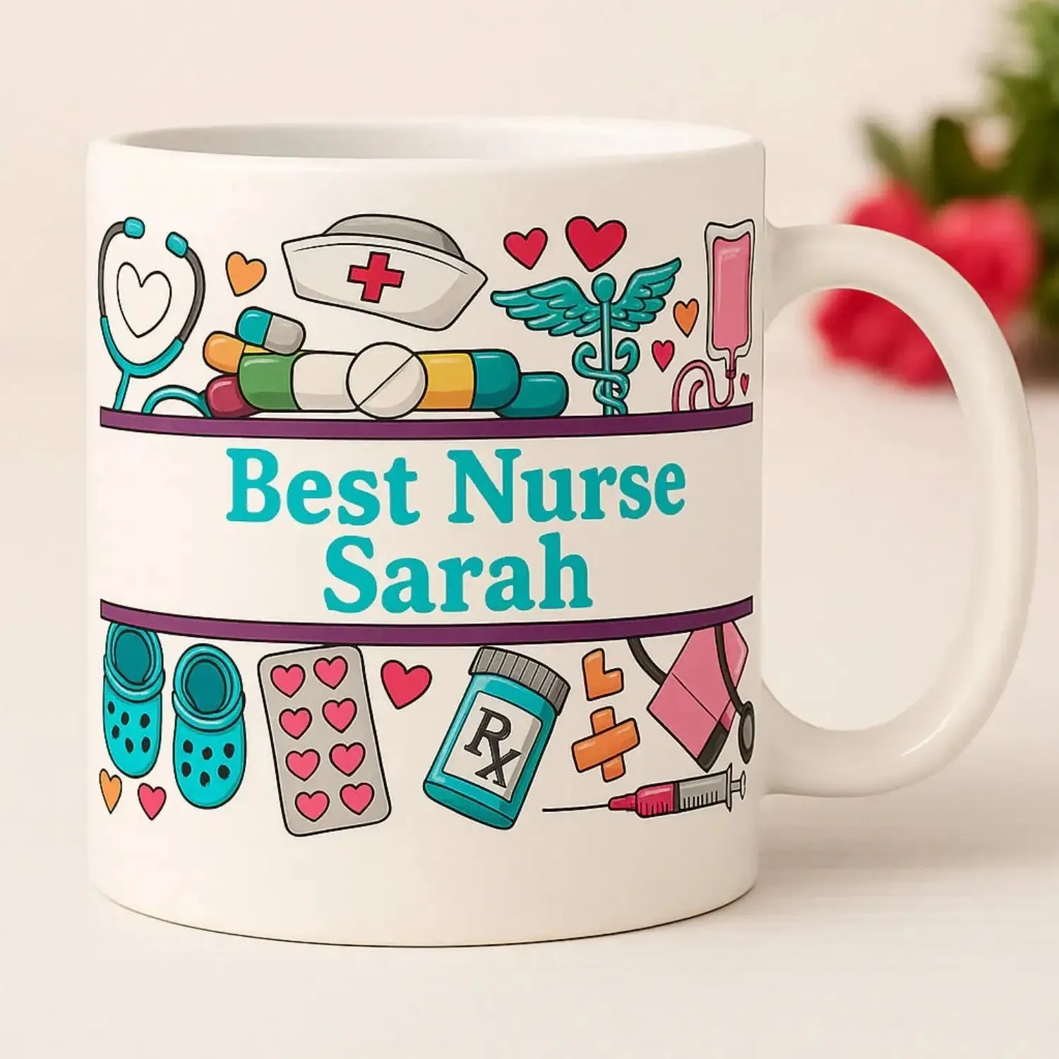 Personalized Ceramic Nurse Graduation Mug - Custom Name Gift