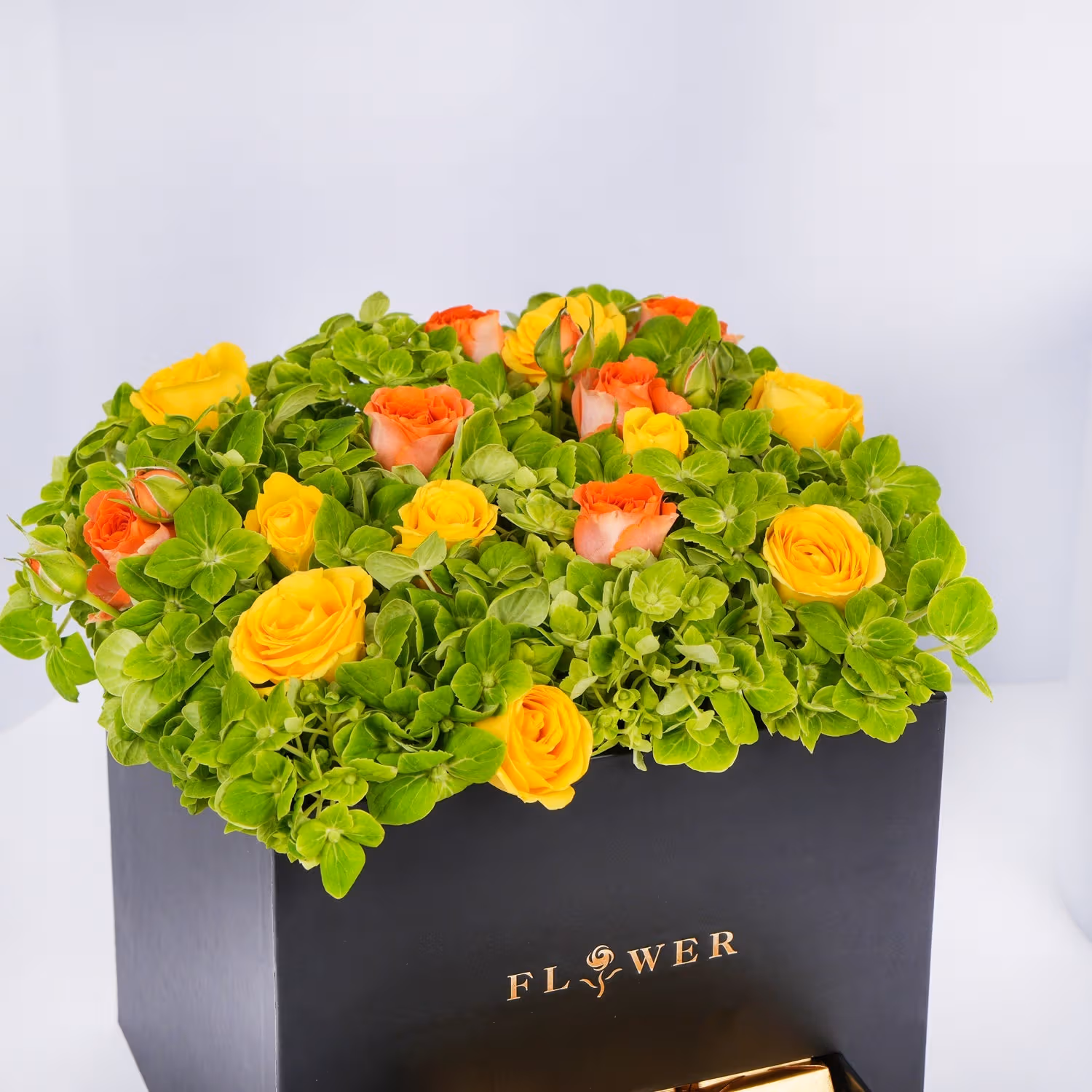 Green Hydrangea & Chocolate Arrangement Box | Eid Mubarak