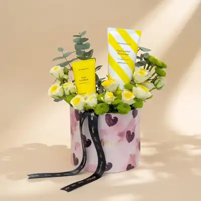 Citrus Bloom Skincare & Floral Gift Box with Sun Protection