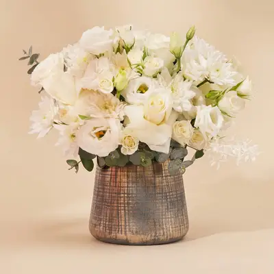 New Year Blessing White Flower Vase