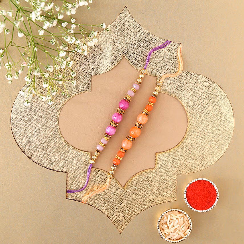 Sneh Pretty Beads Rakhi Set With Soan Papdi & Almonds