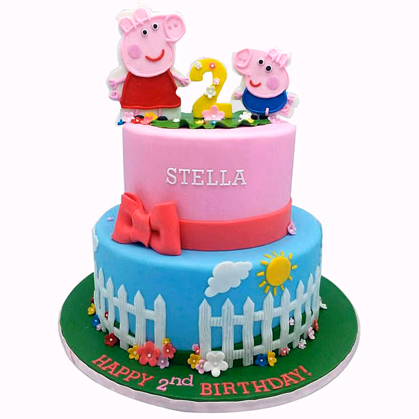 2 Layered Peppa Pig Cake