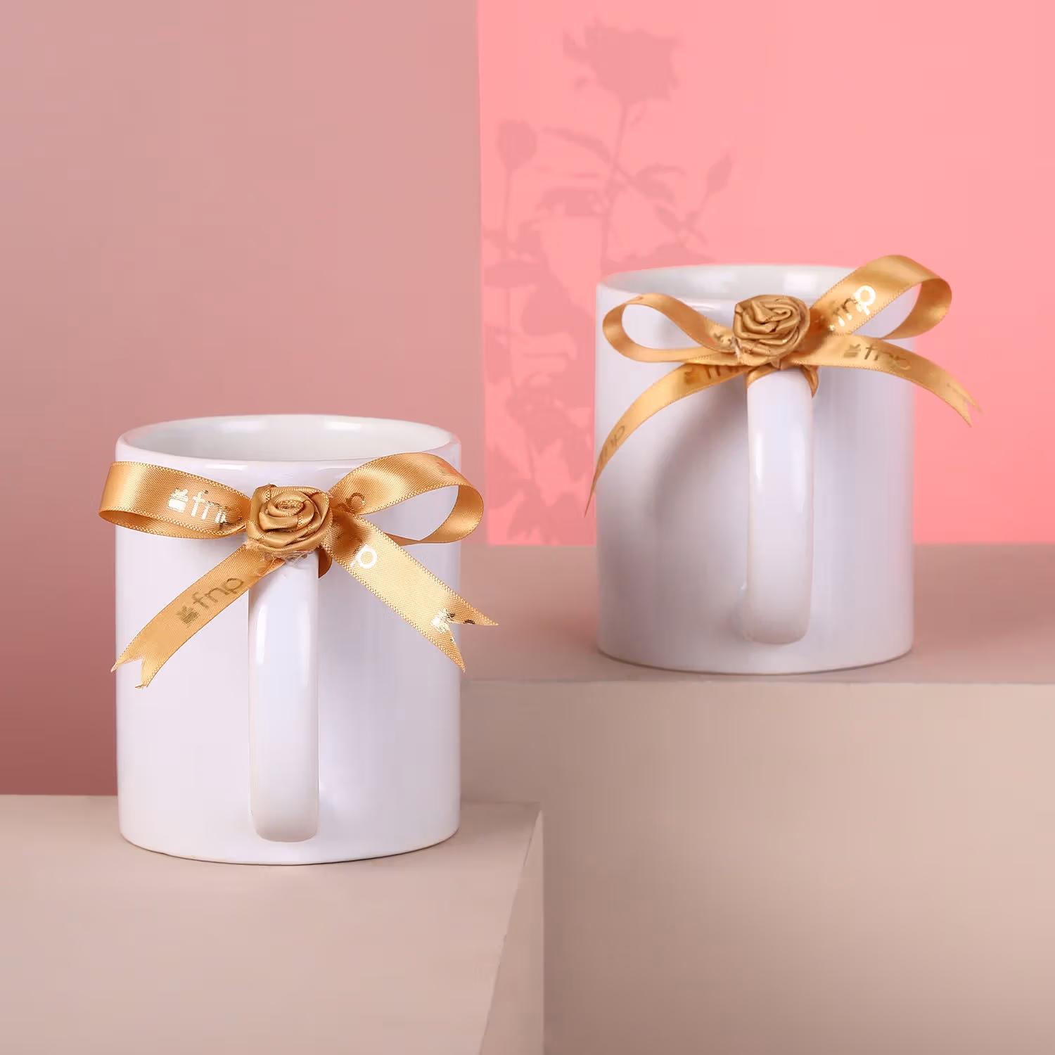 Elegant Personalized Name Couple Mugs - Set of 2 Ceramic Cups