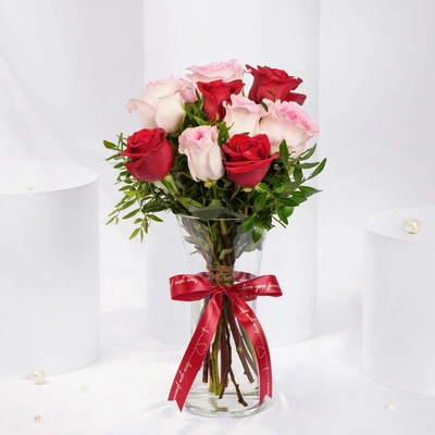 Romantic Rosy Reflections: Elegant Valentine Arrangement