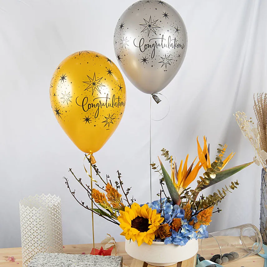 Congratulations Flowers and balloons Combo
