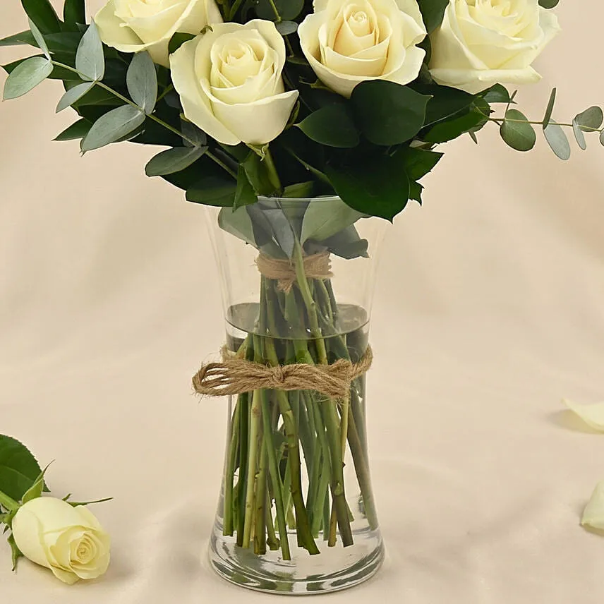 Vase Of Elegant White Rose