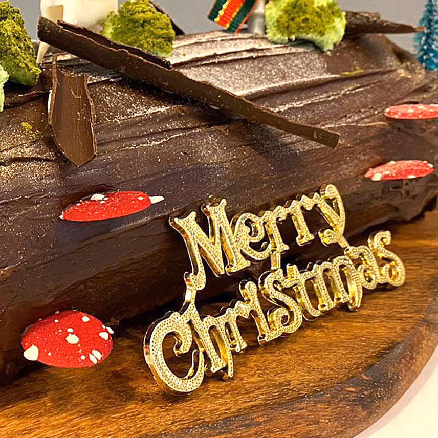Festive Christmas Tree Chocolate Log Cake
