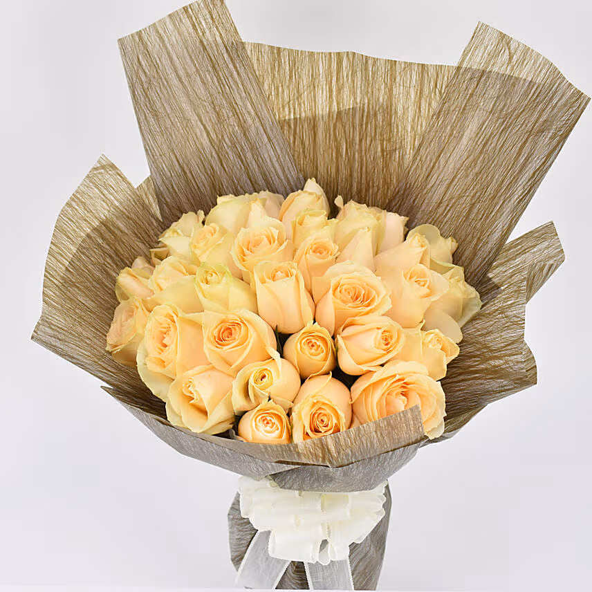 35 Peach Roses Bouquet