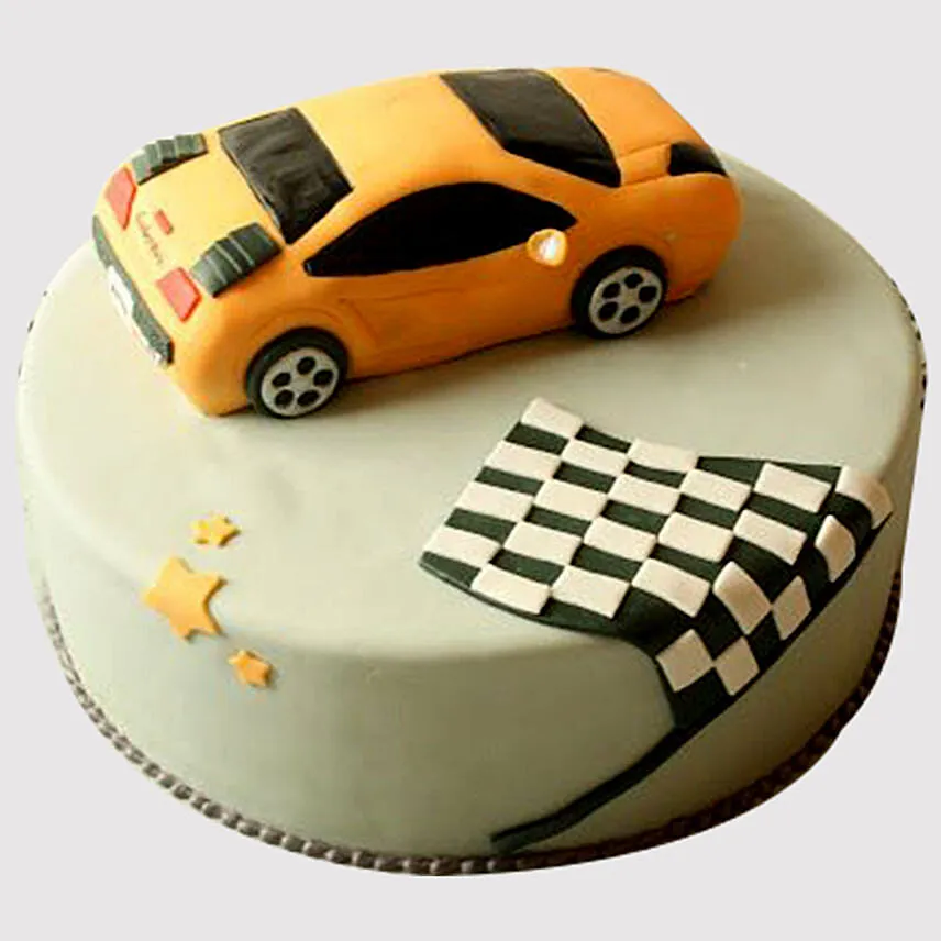 Orange Race Car Cake