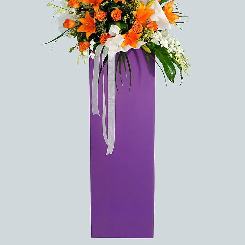 Vibrant Mixed Flowers Cardboard Stand