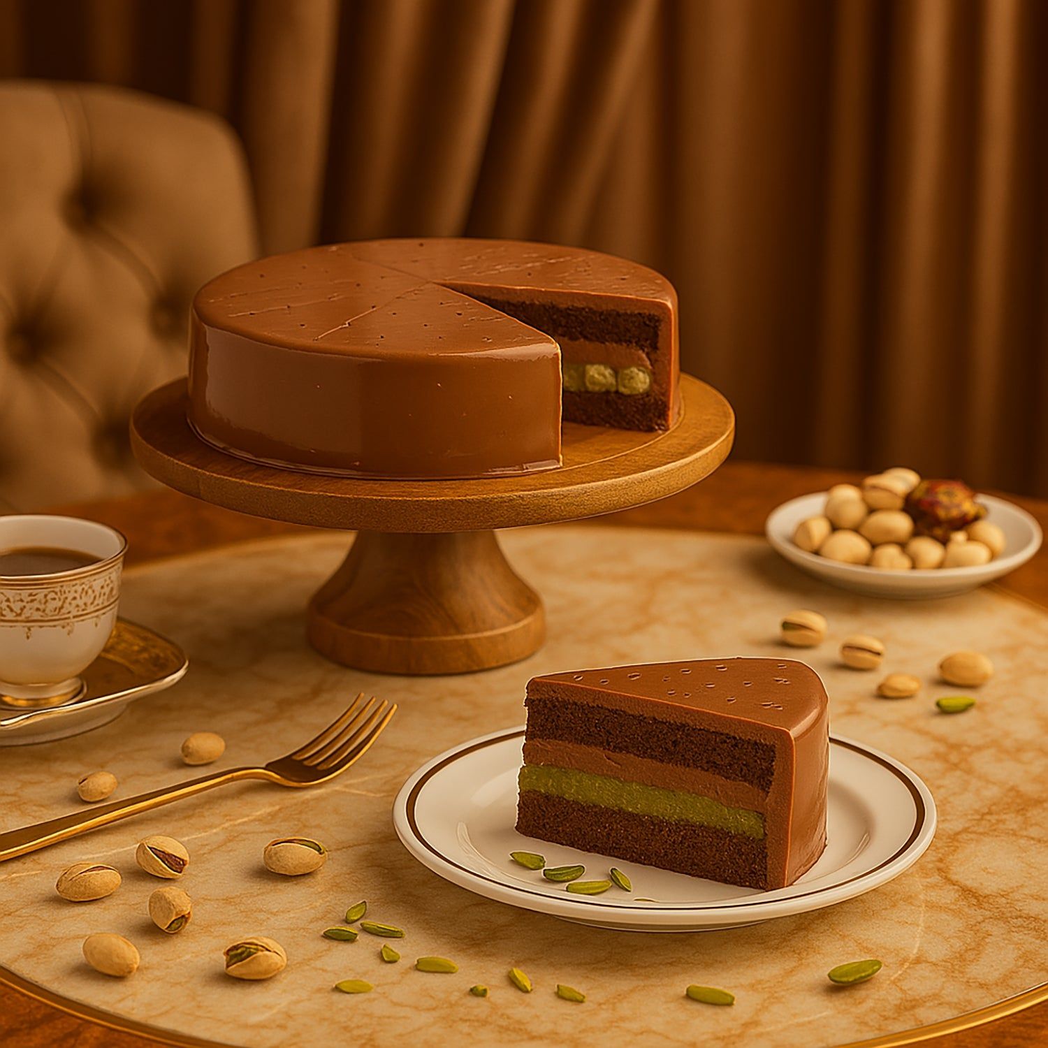 Decadent Dubai Chocolate Pistachio Kunafa Cake - Half Kg
