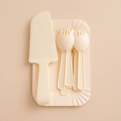 Eco-Friendly Disposable Plastic Cutlery and Paper Plates Set for Parties